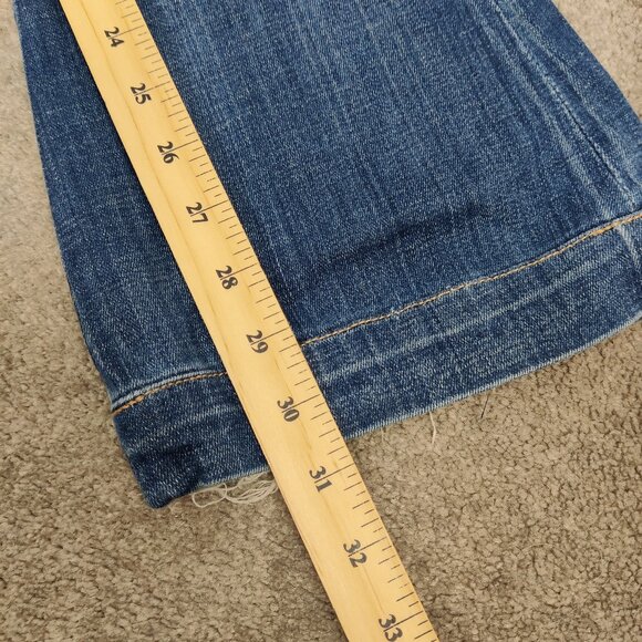 7 For All Mankind Women's Boot Cut Jeans Size 30 Blue Cotton Casual Distressed - Picture 10 of 11